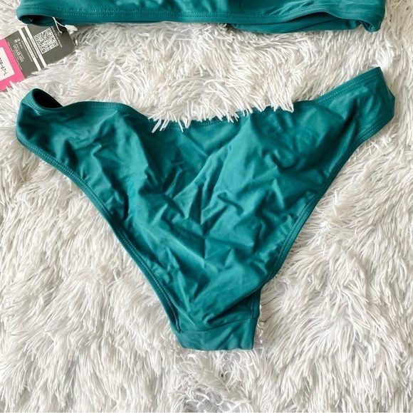 NWT SHEKINI Double Bow Bandeau Teal Bikini - Picture 14 of 15